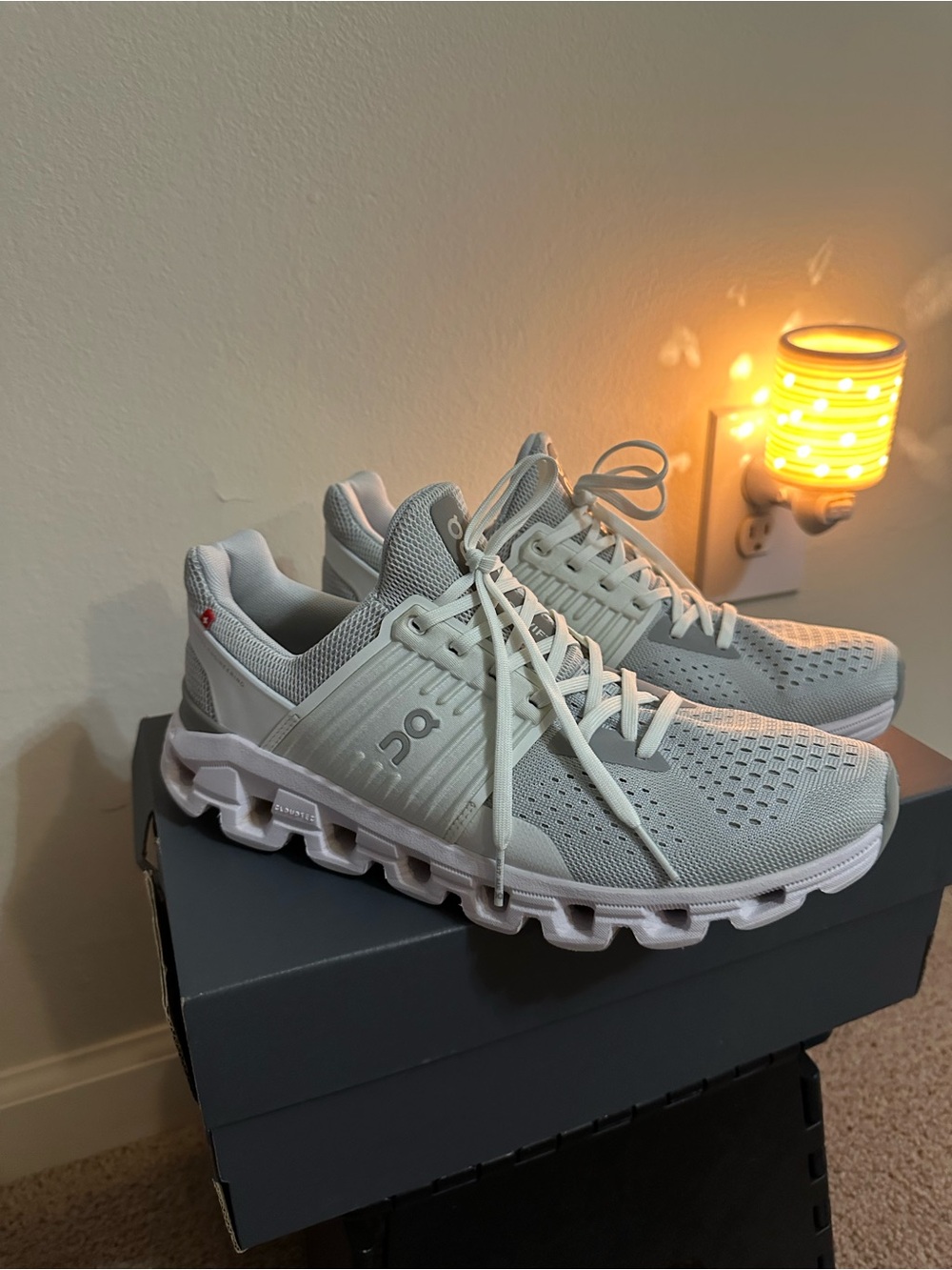 On Cloudswift Women's White and Light Grey Cloud Sneakers